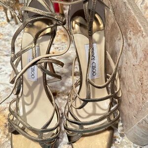 Jimmy Choo Metallic Gold Strappy Heels